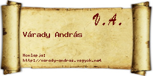 Várady András névjegykártya