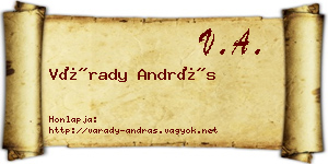 Várady András névjegykártya